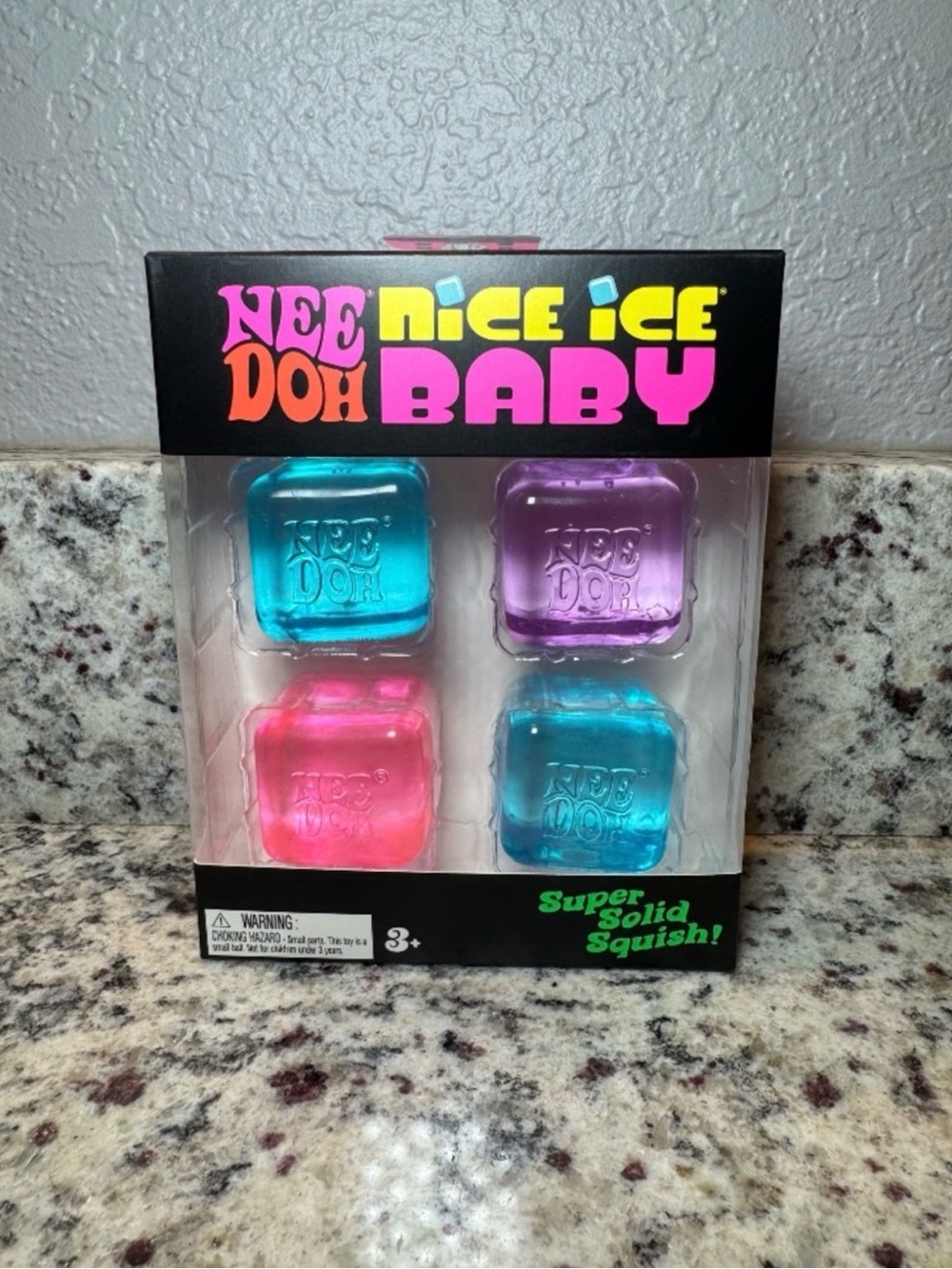 Nee Doh Nice Ice Baby Super Solid Squishies - Pink, Purple, Teal